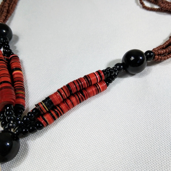 Beaded Shell Necklace Islander Style Luau Beach Party Statement Necklace - Picture 6 of 8